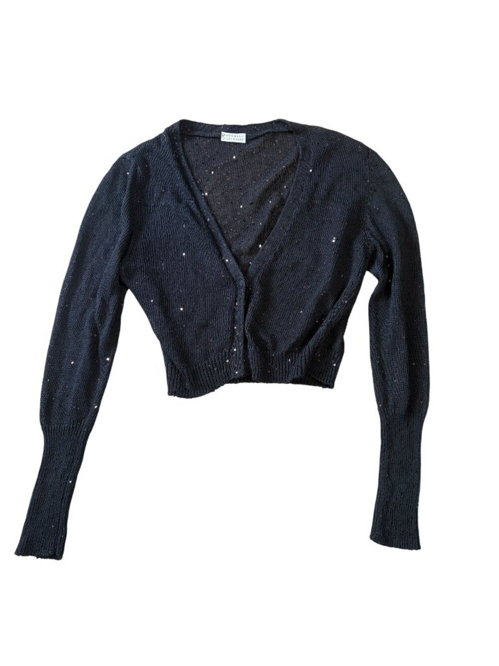 Brunello Cucinelli Sequin Embellished Cardigan S small black linen silk crop